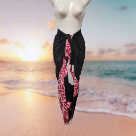 Cover Up Handpainted Cotton Batik Coverups Strapless Wrap Dress Home Accent - Picture 6 of 6